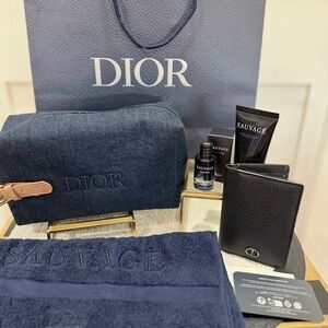 Dior Men’s Set: Sauvage Toiletry Bag, Hand Towel, Travel Lotion/Parfume, Bilfold